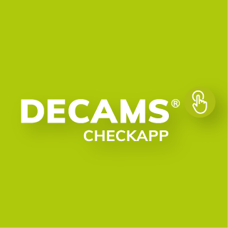Grünes Quadrat mit dem DECAMS CHECKAPP Logo