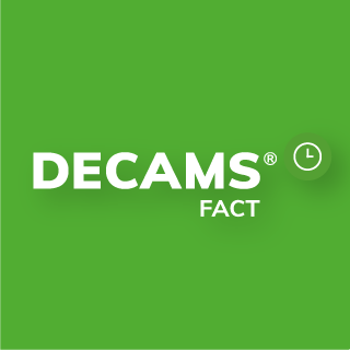 Grünes Quadrat mit dem DECAMS FACT Logo