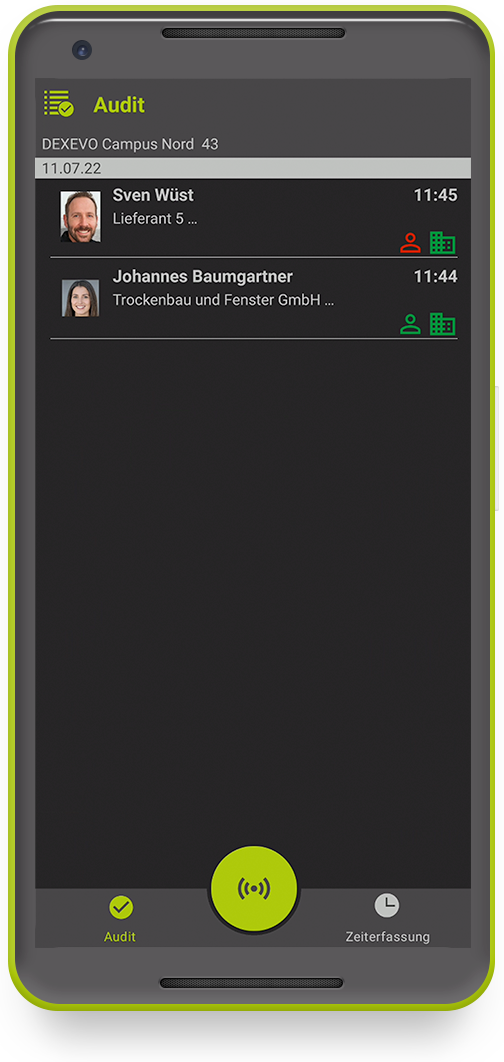 Übersichtsseite der Auditfunktion innerhalb der Checkapp