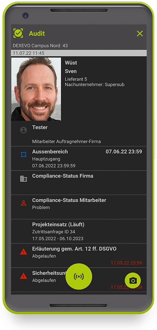 Detailansicht der Auditfunktion innerhalb der Checkapp