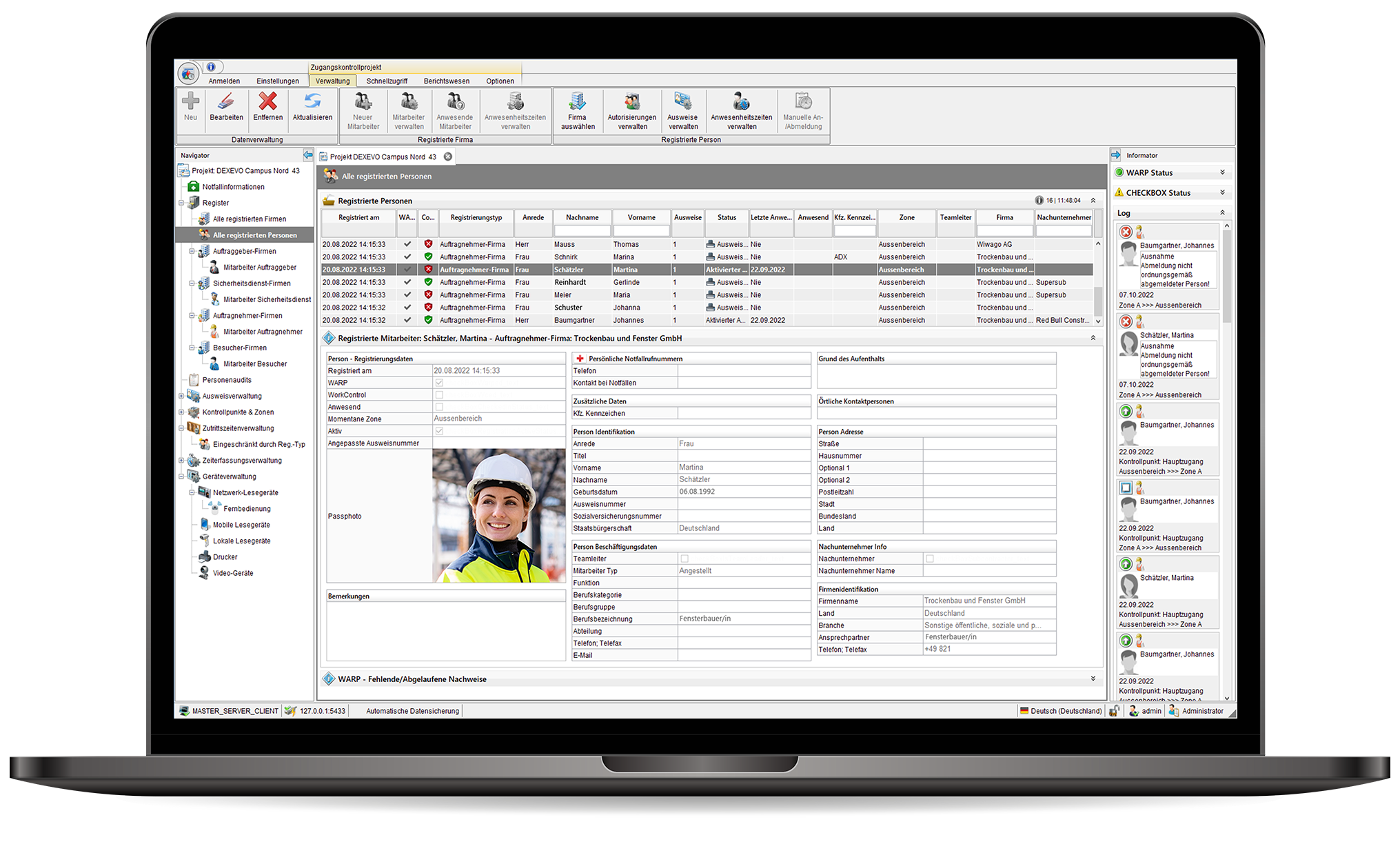 Screenshot FACT Software Personeneinzelansicht