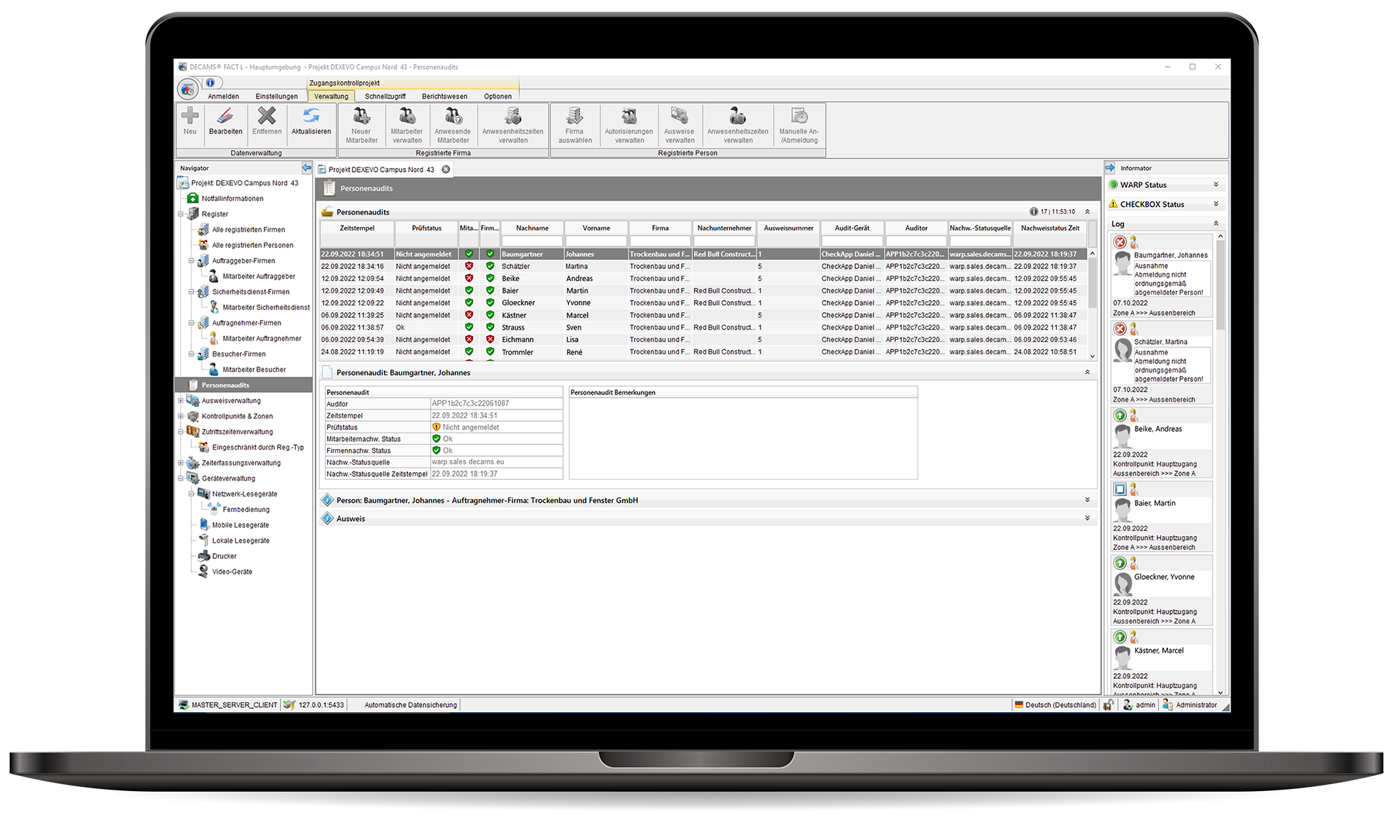 Screenshot FACT Software Personenaudits