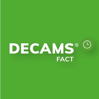 Grünes Quadrat mit dem DECAMS FACT Logo